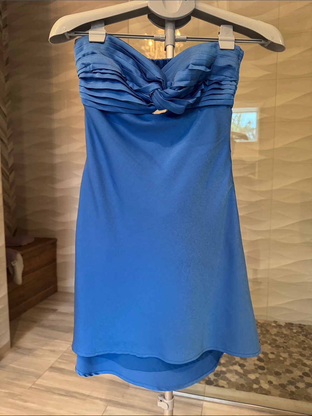 American Threads Strapless Twist-Pleat Cocktail Dress in Blue Medium
